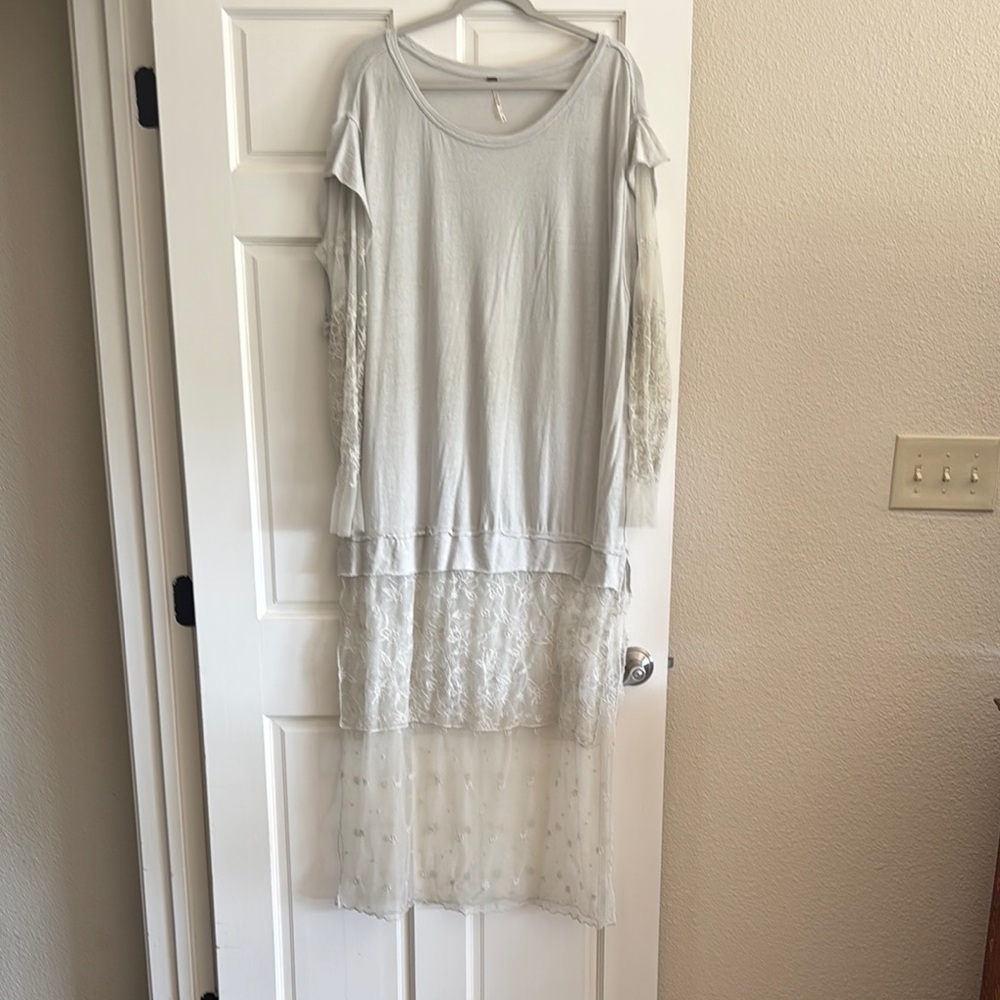 Free People Gray Cold Shoulder Long Sleeve Sweater Dress